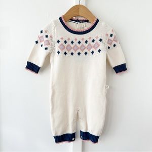 BABYCOTTONS cream Jacquard knit coverall